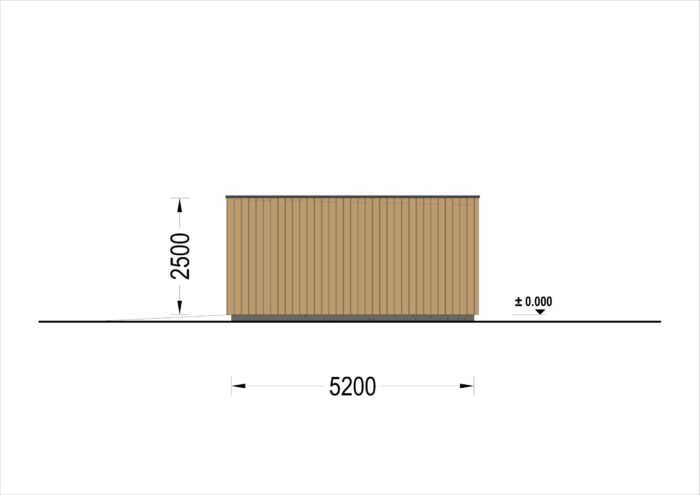 Holzgarage mit Flachdach(34mm + Holzverschalung), 3,2x5,2m, 16,6m²