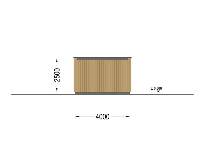 Holzgarage mit Flachdach mit 34mm + Holzverschalung, 4x6m, 24m²