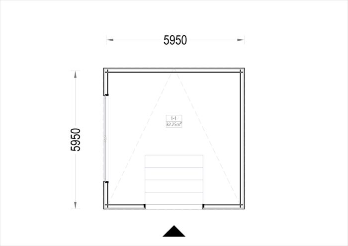 Holzgarage mit Flachdach (34mm + Holzverschalung), 6x6m, 36m²