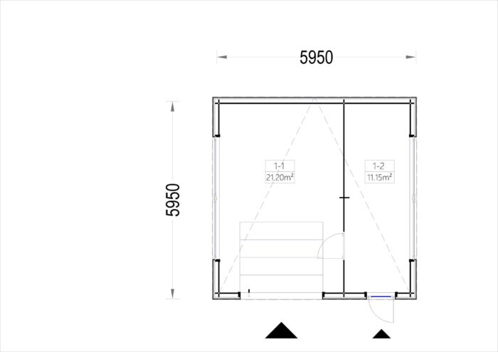 Holzgarage mit Flachdach Plus (34mm + Holzverschalung), 6x6m, 36m²