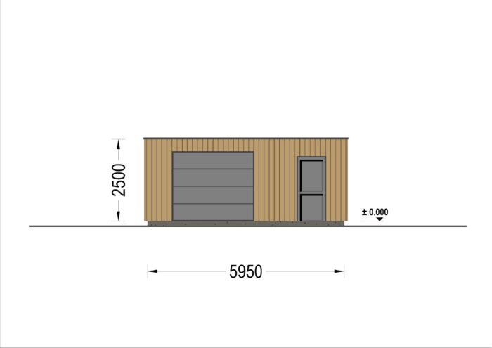 Holzgarage mit Flachdach Plus (34mm + Holzverschalung), 6x6m, 36m²