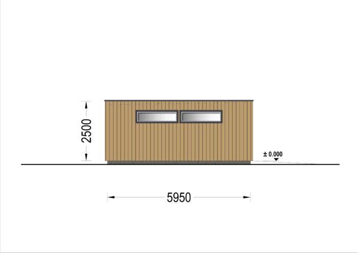 Holzgarage mit Flachdach Plus (34mm + Holzverschalung), 6x6m, 36m²