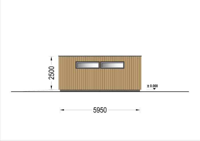 Holzgarage mit Flachdach Plus (34mm + Holzverschalung), 6x6m, 36m²