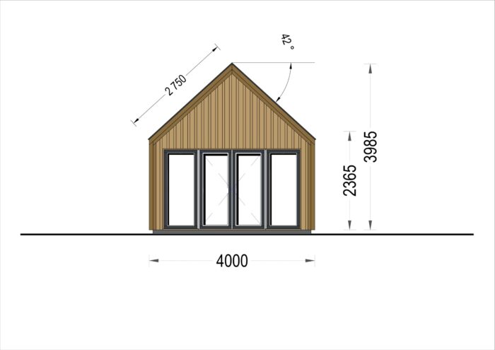 Blockbohlenhaus SUSI (44mm + Holzverschalung), 20m²