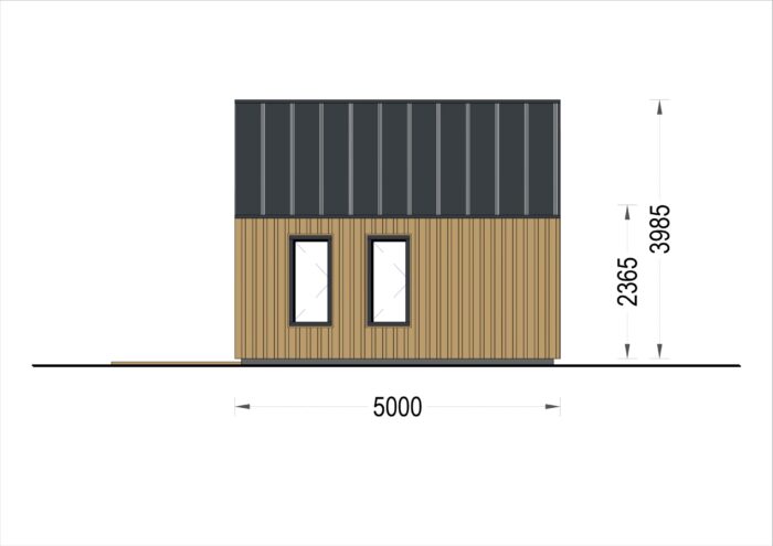 Blockbohlenhaus SUSI (44mm + Holzverschalung), 20m²