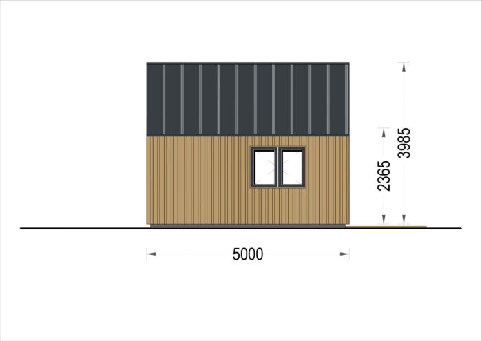 Blockbohlenhaus SUSI (44mm + Holzverschalung), 20m²