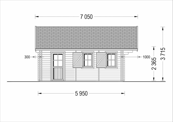 Blockbohlenhaus mit Schlafboden SALLY (44 + 44mm), 27m²