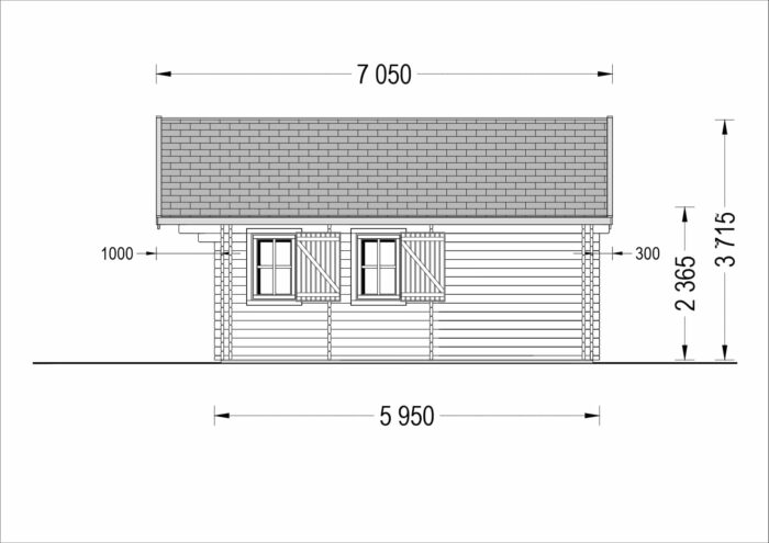 Blockbohlenhaus mit Schlafboden SALLY (44 + 44mm), 27m² Isoliert