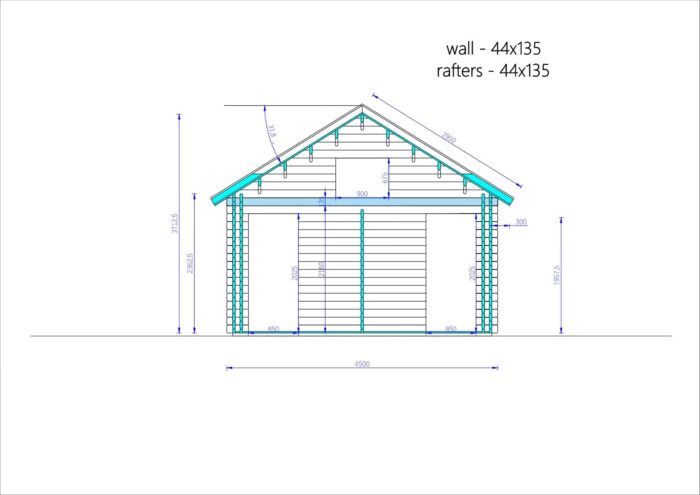 Blockbohlenhaus mit Schlafboden SALLY (44 + 44mm), 27m² Isoliert