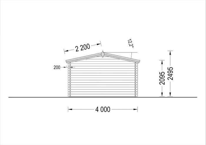 Gartenhaus aus Holz SABINE, 4x5.75 m, 16 m² + 7 m² Terrasse