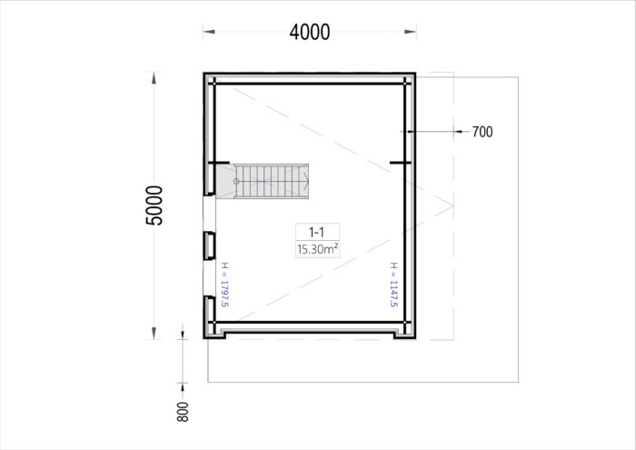 Blockbohlenhaus SANDRA (44mm + Holzverschalung), 20m²