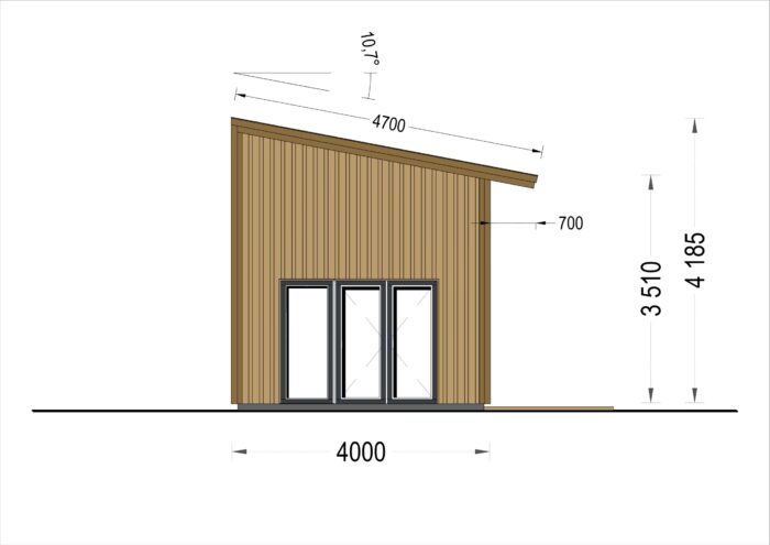 Blockbohlenhaus SANDRA (44mm + Holzverschalung), 20m²