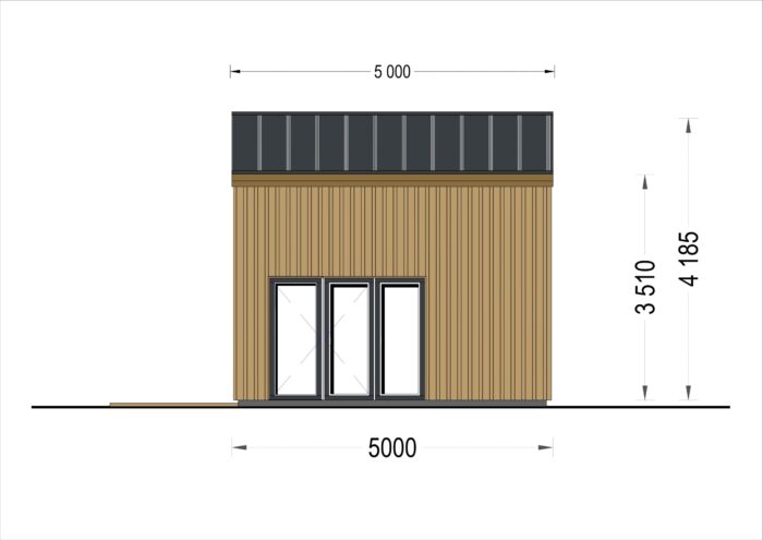 Blockbohlenhaus SANDRA (44mm + Holzverschalung), 20m²