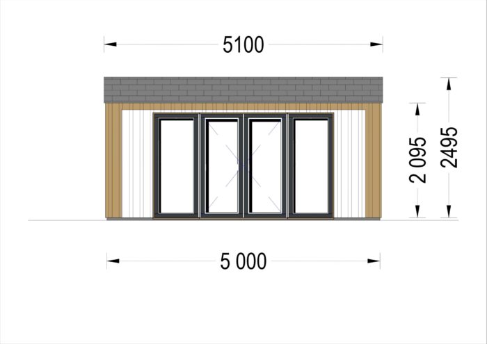 Gartenhaus TAURUS (34mm + Holzverschalung), 4x4m, 12m²