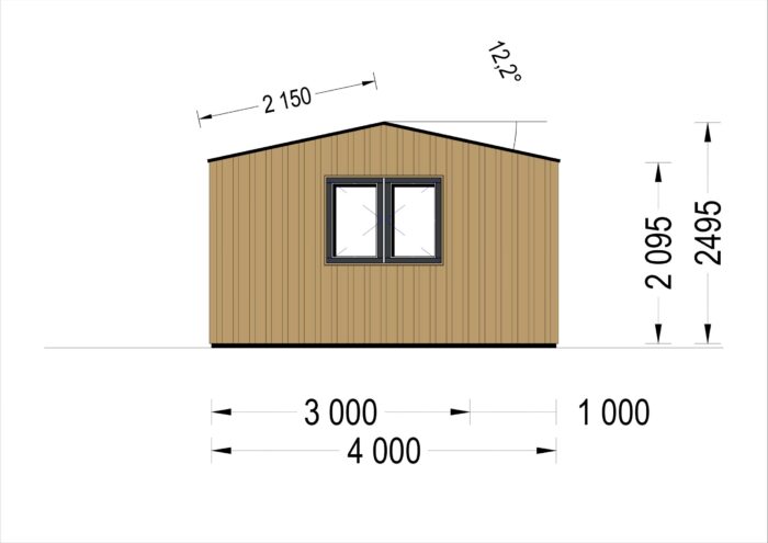 Gartenhaus TAURUS (34mm + Holzverschalung), 4x4m, 12m²