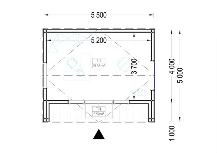 Gartenhaus TAURUS (44mm + Holzverschalung ), 4x4m, 12m²