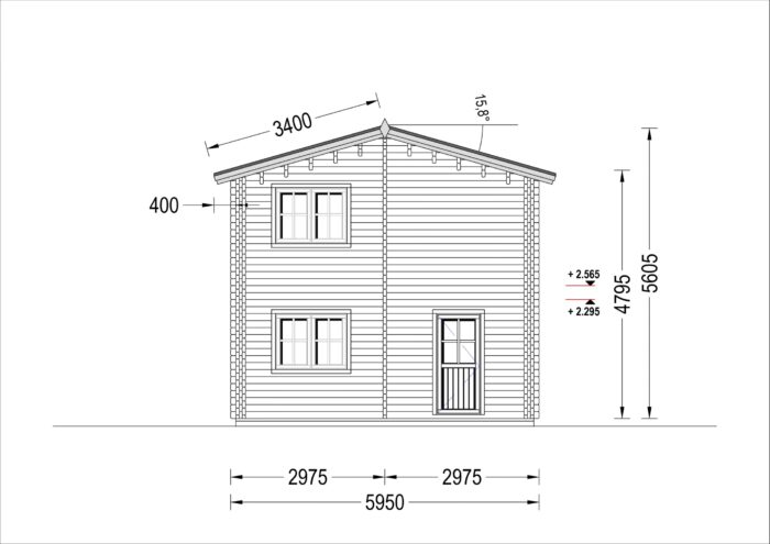 Blockbohlenhaus TURIN (44 + 44 mm), 100 m² + 20m² Terrasse