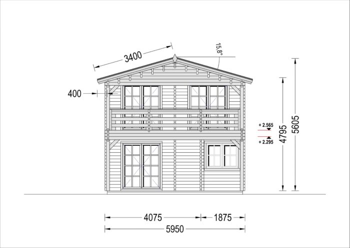 Blockbohlenhaus TURIN (66 mm), 100 m² + 20m² Terrasse