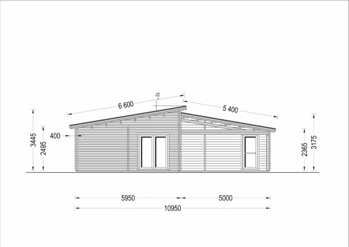 Blockbohlenhaus SEEFELD (66mm) 105m² mit Flachdach