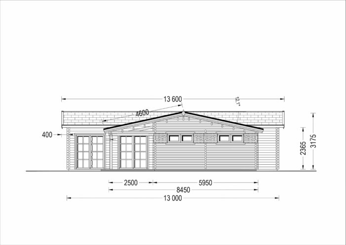 Blockbohlenhaus SEEFELD (44 + 44 mm) 105 m²