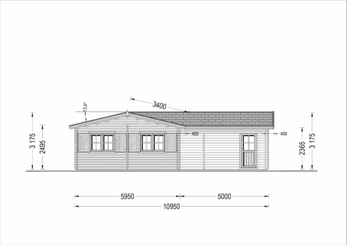 Blockbohlenhaus SEEFELD (44 + 44 mm) 105 m²