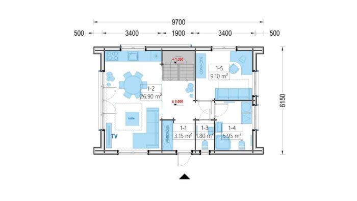 Holzhaus AUSTRIA ( 68mm + Holzverschalung, Isoliert), 81m²