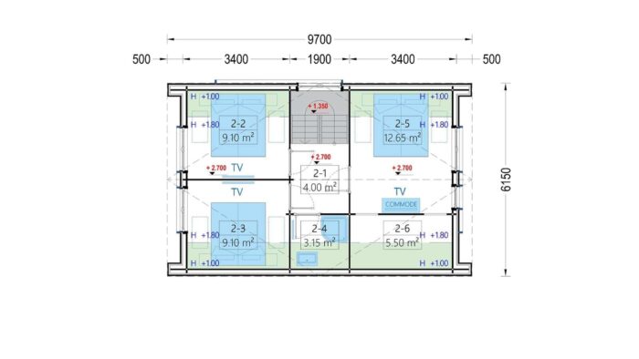 Holzhaus AUSTRIA ( 68mm + Holzverschalung, Isoliert), 81m²