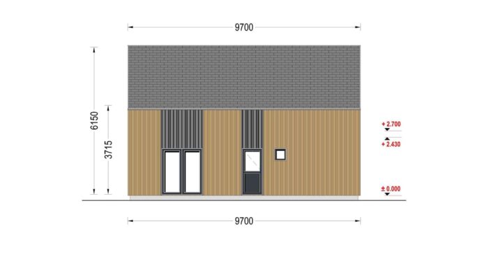 Holzhaus AUSTRIA ( 68mm + Holzverschalung, Isoliert), 81m²