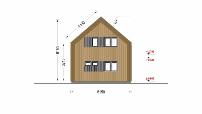 Holzhaus AUSTRIA ( 68mm + Holzverschalung, Isoliert), 81m²