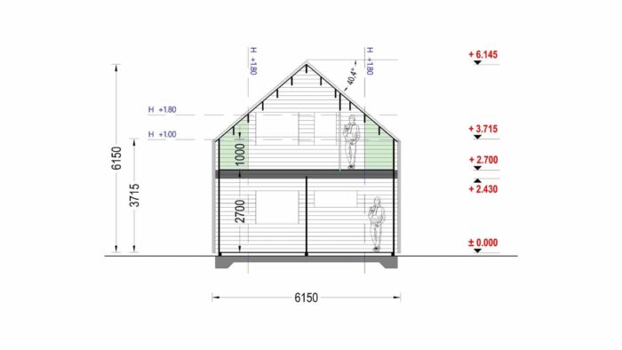 Holzhaus AUSTRIA ( 68mm + Holzverschalung, Isoliert), 81m²