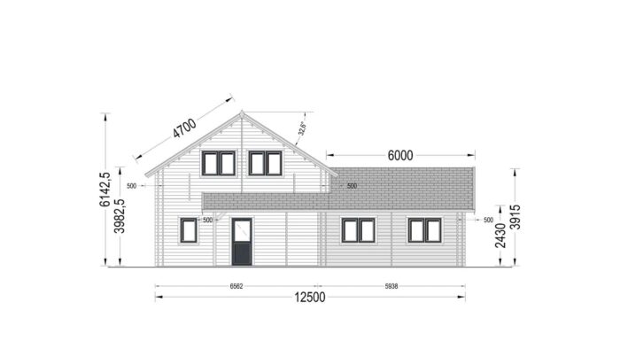 Premium Holzhaus KLAGENFURT(44+44 mm), 180 m²