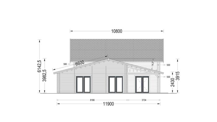 Premium Holzhaus KLAGENFURT(44+44 mm), 180 m²