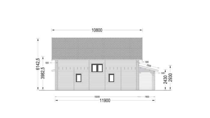 Premium Holzhaus KLAGENFURT(44+44 mm), 180 m²