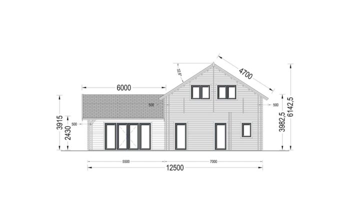 Premium Holzhaus KLAGENFURT(44+44 mm), 180 m²