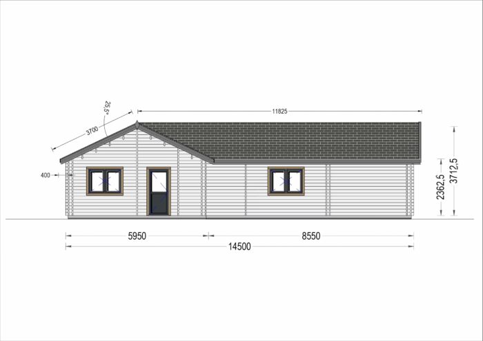 Bungalow Neusiedl aus Holz (44 + 44mm), 129m²