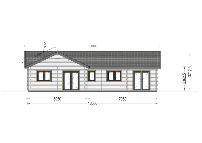 Bungalow Neusiedl (68 mm + Holzverschalung), Isoliert 129 m²