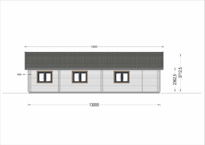 Bungalow Neusiedl (68 mm + Holzverschalung), Isoliert 129 m²