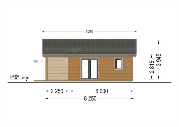 Bungalow ANIKA Isoliert 66mm + Holzverschalung),63 m²