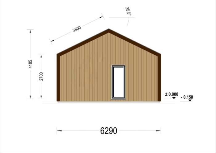 Blockbohlenhaus ARNOLD Isoliert (68mm + Holzverschalung), 40m²