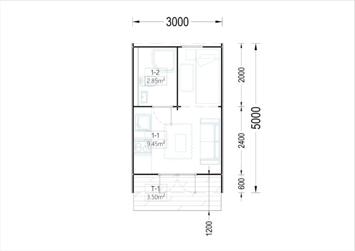 Gartenhaus BRITA 3x5 m, 15 m²