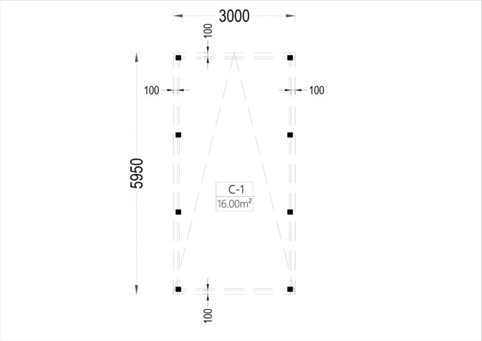 Carport aus Holz mit Flachdach, 3x6m, 18m²