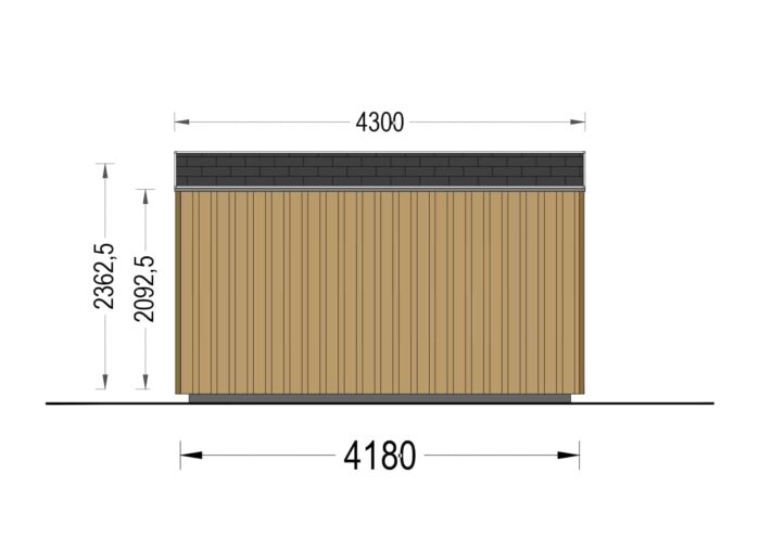 Gartenhaus EMIL (34mm + Holzverschalung ), 4x3m, 12m²