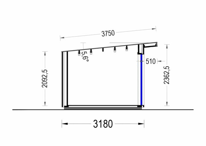 Gartenhaus EMIL (34mm + Holzverschalung ), 4x3m, 12m²