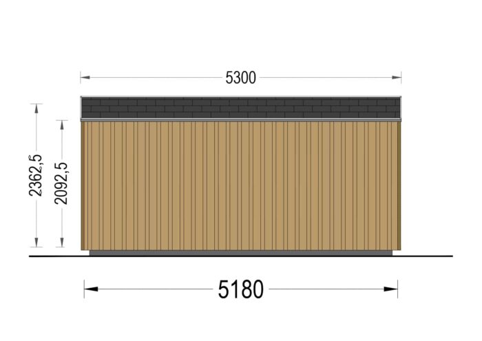 Gartenhaus EMIL (34mm + Holzverschalung ), 5x3m, 15m²