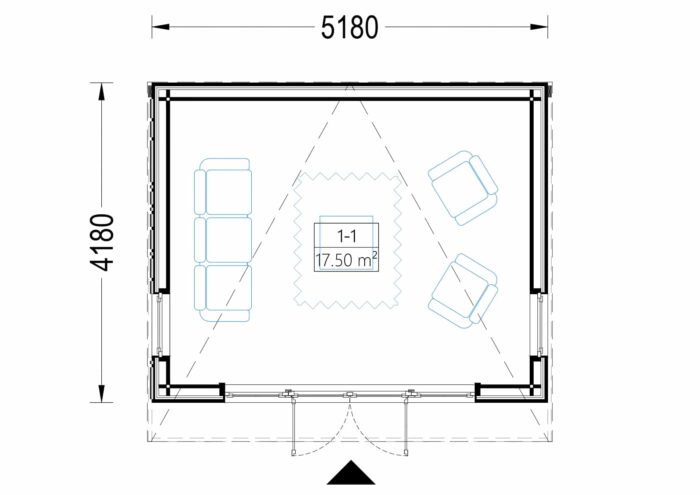 Gartenhaus EMIL (34mm + Holzverschalung ), 5x4m, 20m²