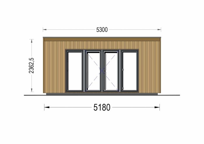 Gartenhaus EMIL (34mm + Holzverschalung ), 5x4m, 20m²