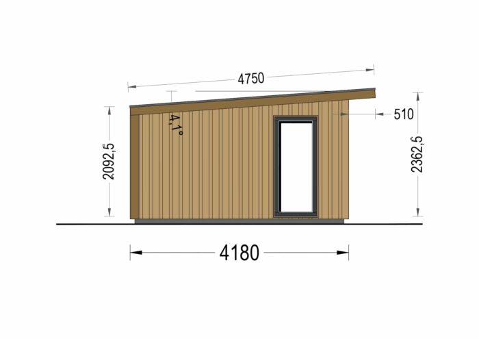 Gartenhaus EMIL (34mm + Holzverschalung ), 5x4m, 20m²