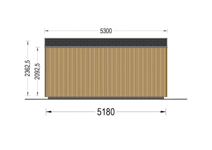 Gartenhaus EMIL (34mm + Holzverschalung ), 5x4m, 20m²