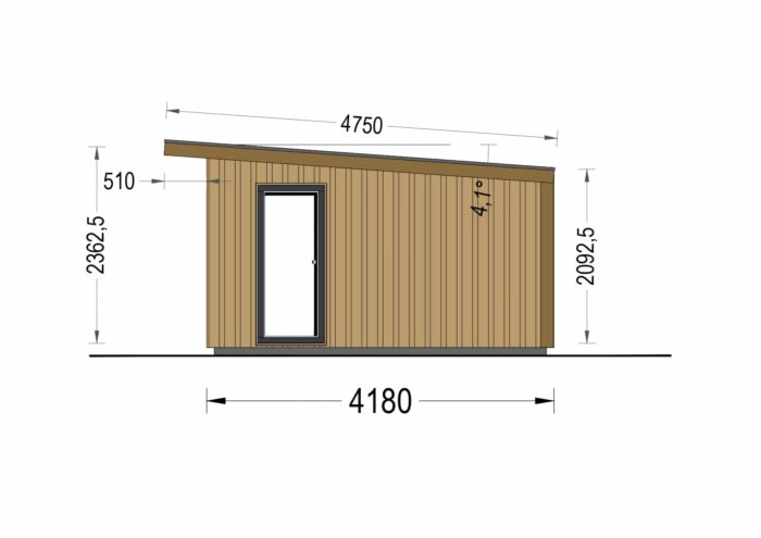 Gartenhaus EMIL (34mm + Holzverschalung ), 5x4m, 20m²