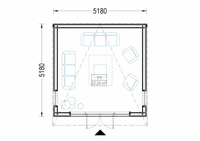 Gartenhaus EMIL (34mm + Holzverschalung ), 5x5m, 25m²